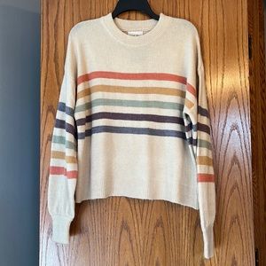 NWT Women’s Ruby Claire Boutique Multi Stripe Balloon Sleeve Sweater
